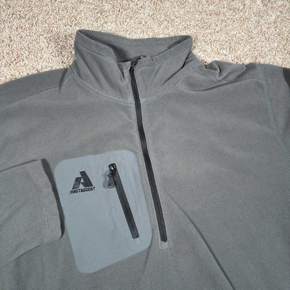 Eddie Bauer First Ascent Mens XL Gray Quarter Zip Fleece Pullover Chest Pocket